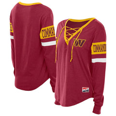Washington Commanders New Era Women's Throwback Lace-Up Long-Sleeve T-Shirt - Burgundy on sale