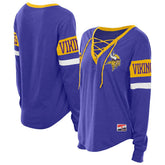 Minnesota Vikings New Era Women's Throwback Lace-Up Long-Sleeve T-Shirt - Purple discount