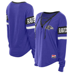 Baltimore Ravens New Era Women's Throwback Lace-Up Long-Sleeve T-Shirt - Purple sale