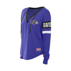 Baltimore Ravens New Era Women's Throwback Lace-Up Long-Sleeve T-Shirt - Purple sale
