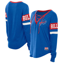 Buffalo Bills New Era Women's Throwback Lace-Up Long-Sleeve T-Shirt - Royal sale