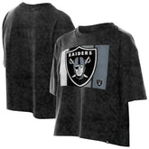 Las Vegas Raiders New Era Women's Boxy Cropped Sport Night Mineral Wash T-Shirt - Black online