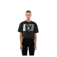Las Vegas Raiders New Era Women's Boxy Cropped Sport Night Mineral Wash T-Shirt - Black online