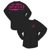 Atlanta Braves Women's Neon Jersey Long Sleeve T-Shirt Black