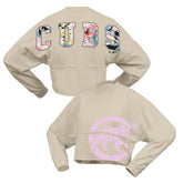 Chicago Cubs Women's Floral Preppy Cropped Long Sleeve T-Shirt Cream