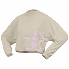 Houston Astros Women's Floral Preppy Cropped Long Sleeve T-Shirt Cream