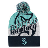 Seattle Kraken Outerstuff Youth New Edge Cuffed Knit Hat with Pom - Navy Hats