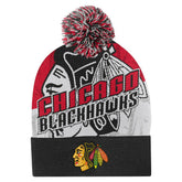 Chicago Blackhawks Outerstuff Youth New Edge Cuffed Knit Hat with Pom - Red Hats