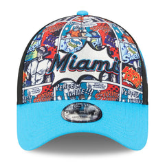 Miami Marlins Youth 2025 MLB Diamond Hero Edition A-Frame 9FORTY Adjustable Hat Black/Blue