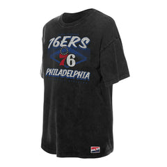 Philadelphia 76ers Women's Throwback Mineral Wash Oversized T-Shirt - Black discount