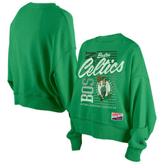 Boston Celtics Women's Boxy Throwback Mineral Wash Sweatshirt - Kelly Green on sale