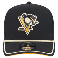 Pittsburgh Penguins New Era Vintage Team Rope A-Frame 9FIFTY Snapback Hat - Black Hats
