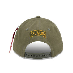Milwaukee Brewers x Alpha Industries A-Frame 9FORTY Adjustable Hat Olive
