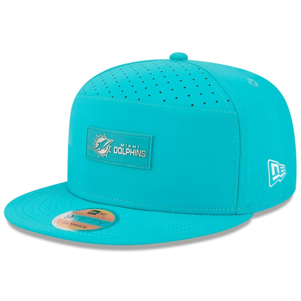 Miami Dolphins New Era 2025 Sideline Split Panel 9FIFTY Snapback Hat - Aqua cheap