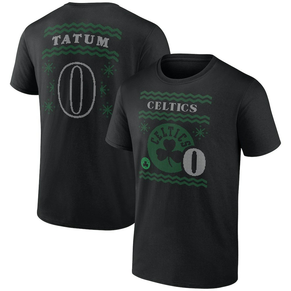 Jayson Tatum Boston Celtics Ugly Sweater Name & Number T-Shirt - Black outlet