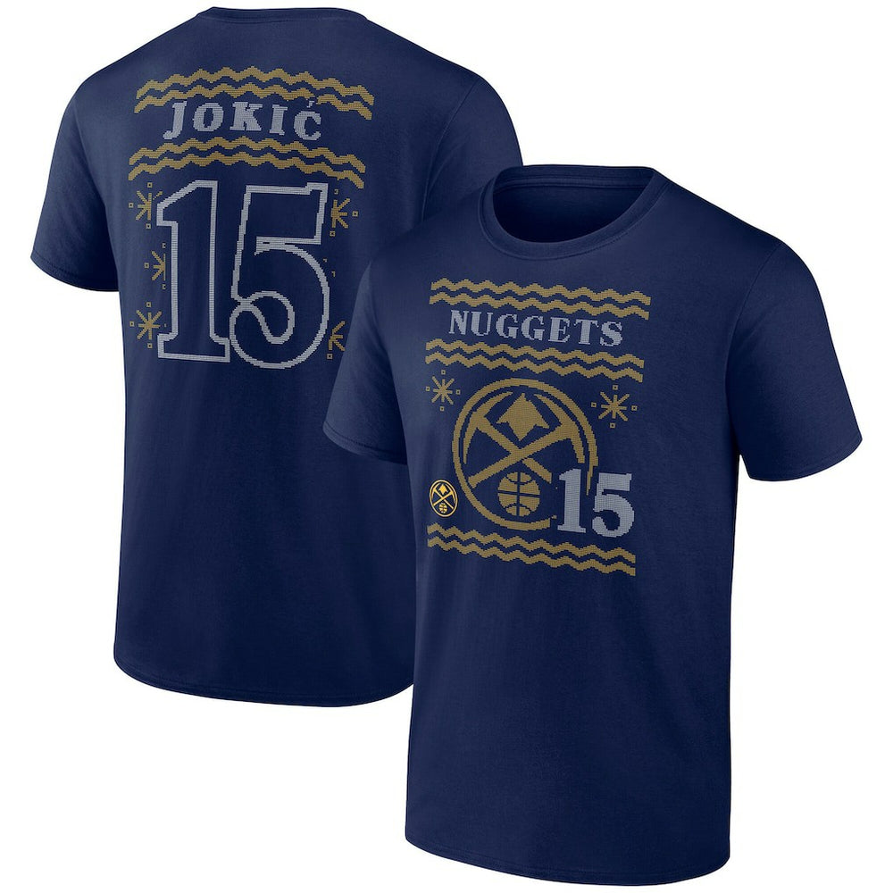 Nikola Jokic Denver Nuggets Ugly Sweater Name & Number T-Shirt sale - Navy for sale