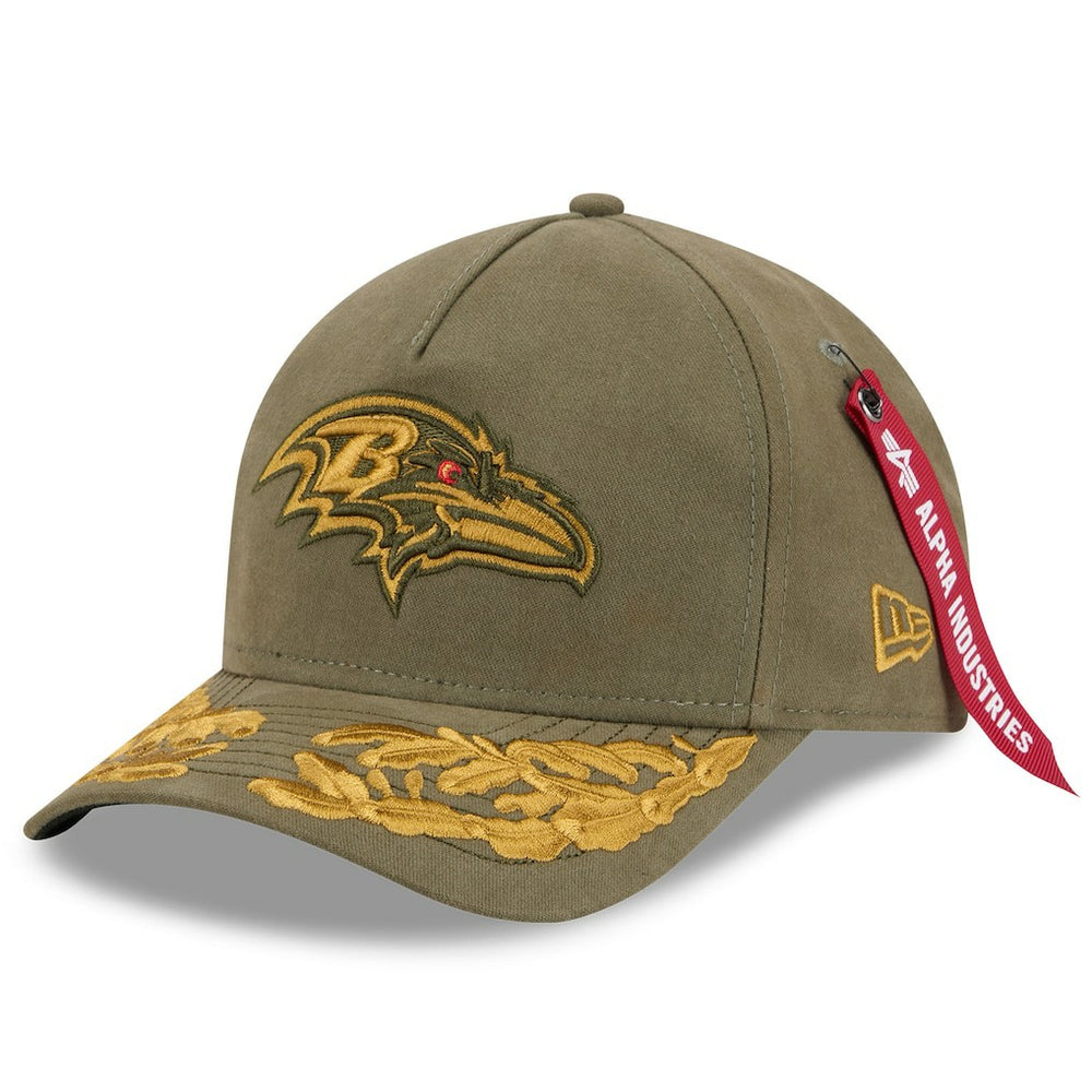 Baltimore Ravens New Era x Alpha Industries A-Frame 9FORTY Adjustable Hat - Olive discount