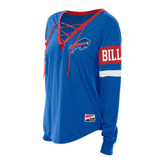 Buffalo Bills New Era Women's Plus Size Throwback Lace-Up Long Sleeve T-Shirt - Blue discount