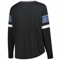 Indianapolis Colts New Era Women's Plus Size Throwback Lace-Up Long Sleeve T-Shirt - Black cheap