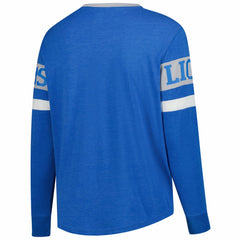 Detroit Lions New Era Women's Plus Size Throwback Lace-Up Long Sleeve T-Shirt - Blue discount