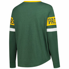 Green Bay Packers New Era Women's Plus Size Throwback Lace-Up Long Sleeve T-Shirt - Green online