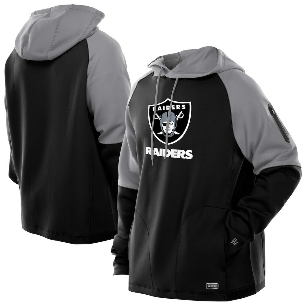 Las Vegas Raiders New Era Combine Authentic Color Block Raglan Pullover Hoodie - Black online