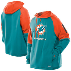 Miami Dolphins New Era Combine Authentic Color Block Raglan Pullover Hoodie - Aqua for sale