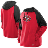 San Francisco 49ers New Era Combine Authentic Color Block Raglan Pullover Hoodie - Scarlet discount