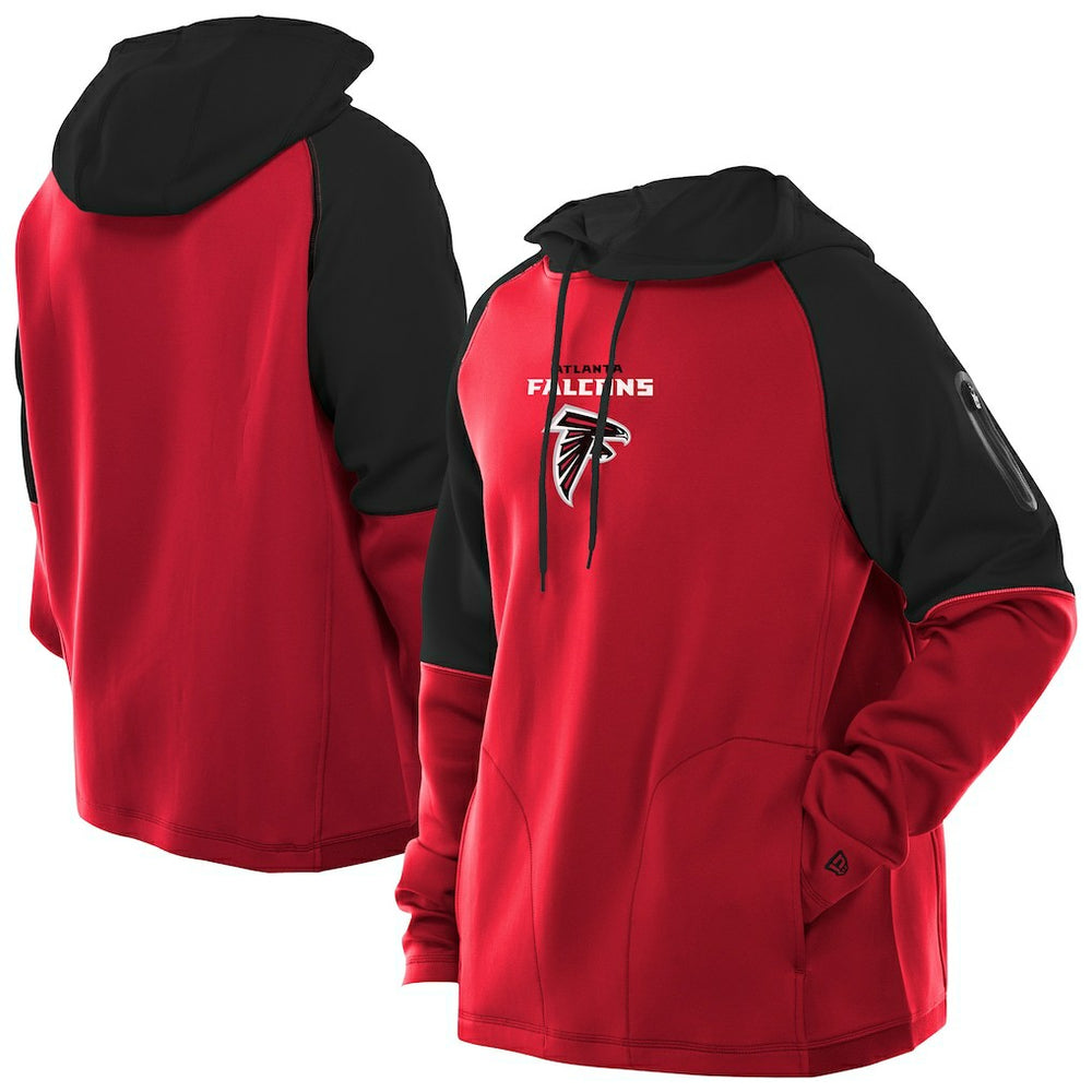 Atlanta Falcons New Era Combine Authentic Color Block Raglan Pullover Hoodie - Red for sale
