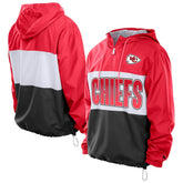 Kansas City Chiefs New Era Ripstop Quarter-Zip Hooded Windbreaker - Red discount