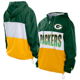 Green Bay Packers New Era Ripstop Quarter-Zip Hooded Windbreaker - Green outlet