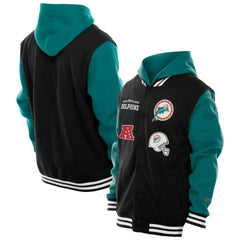 Miami Dolphins New Era Full-Snap Fleece Hoodie Jacket - Black on sale