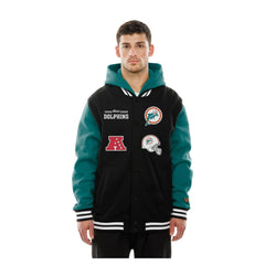 Miami Dolphins New Era Full-Snap Fleece Hoodie Jacket - Black on sale