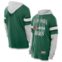 New York Jets New Era Twofer Layered Long Sleeve Hoodie T-Shirt - Green cheap