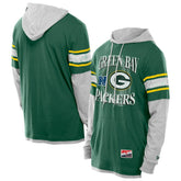 Green Bay Packers New Era Twofer Layered Long Sleeve Hoodie T-Shirt - Green for sale