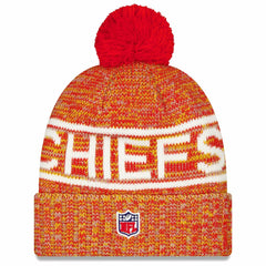 Kansas City Chiefs New Era 2025 Sideline Cold Weather Cuffed Knit Hat with Pom - Red on sale