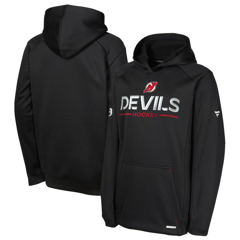 New Jersey Devils Fanatics Youth Authentic Pro Rink Raglan Hoodie - Black Jerseys