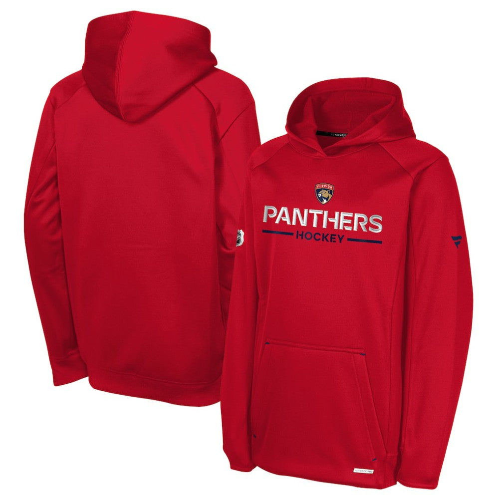 Florida Panthers Fanatics Youth Authentic Pro Rink Raglan Hoodie - Red Hoodies