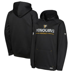 Pittsburgh Penguins Fanatics Youth Authentic Pro Rink Raglan Hoodie - Black Hoodies
