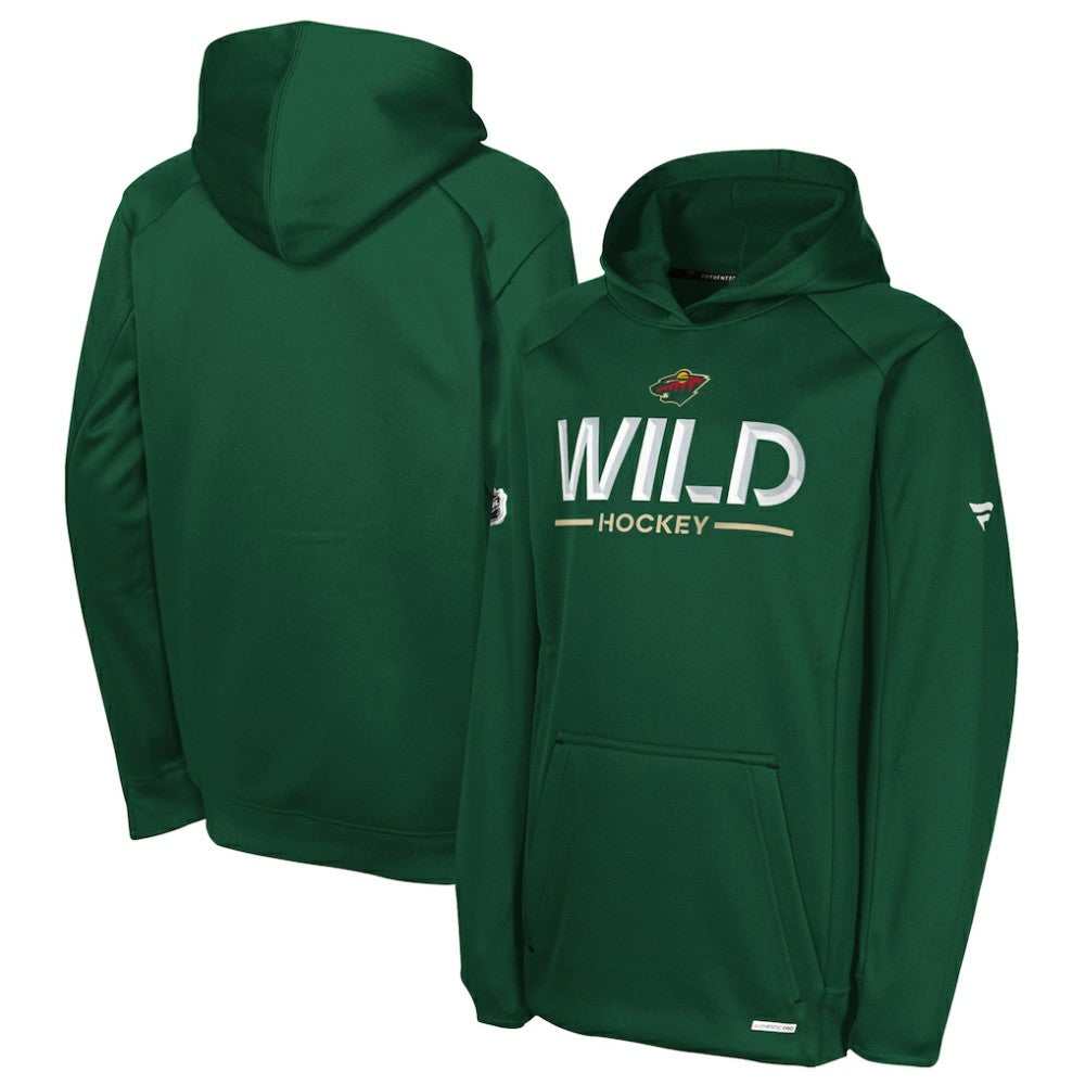 Minnesota Wild Fanatics Youth Authentic Pro Rink Raglan Hoodie - Green Hoodies