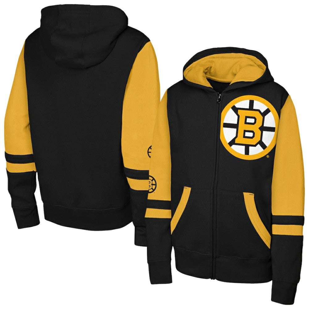 Boston Bruins Outerstuff Youth Face Off Full-Zip Hoodie - Black Hoodies