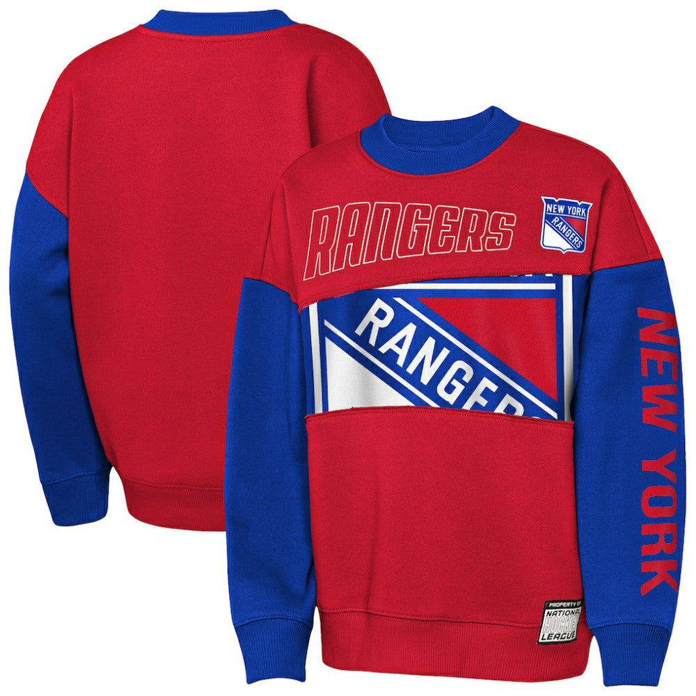 New York Rangers Outerstuff Youth Impact Player Sweatshirt - Red/Blue Sweatshirts
