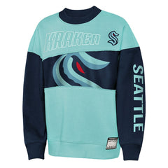 Seattle Kraken Outerstuff Youth Impact Player Sweatshirt - Light Blue/Deep Sea Blue Sweatshirts