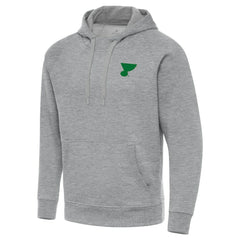 St. Louis Blues Antigua St. Patrick's Day Victory Pullover Hoodie - Heather Gray Hoodies