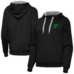 St. Louis Blues Antigua Women's St. Patrick's Day Victory Pullover Hoodie - Black Hoodies