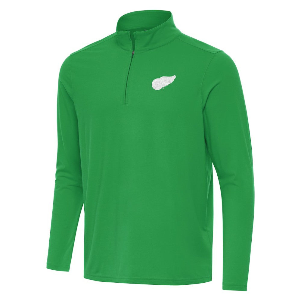 Detroit Red Wings Antigua St. Patrick Intent Quarter-Zip Pullover Top - Kelly Green Pullover