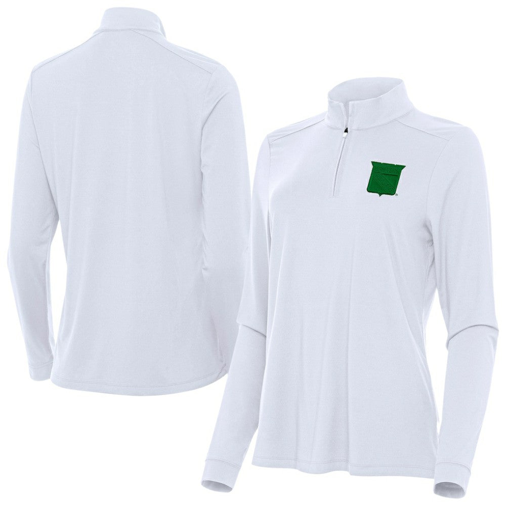 New York Rangers Antigua Women's St. Patrick's Day Intent Quarter-Zip Performance Pullover - White Pullover