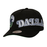 Dallas Mavericks Busted Logo Wordmark Wrap Around Pro Pinch Adjustable Hat sale - Black on sale
