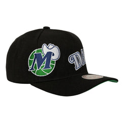 Dallas Mavericks Busted Logo Wordmark Wrap Around Pro Pinch Adjustable Hat sale - Black on sale