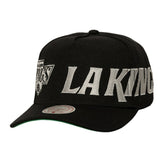 Los Angeles Kings Mitchell & Ness Busted Logo Wordmark Wrap-Around Pro Pinch Adjustable Hat - Black Hats